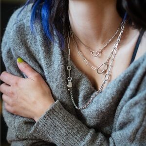 Modular 2in1 mixed metal silver and white with silver clasps and charms